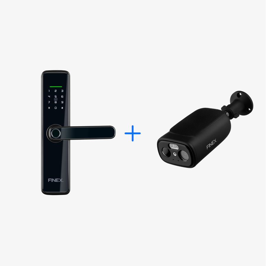 Slimme deurklink + Solar camera Black Edition